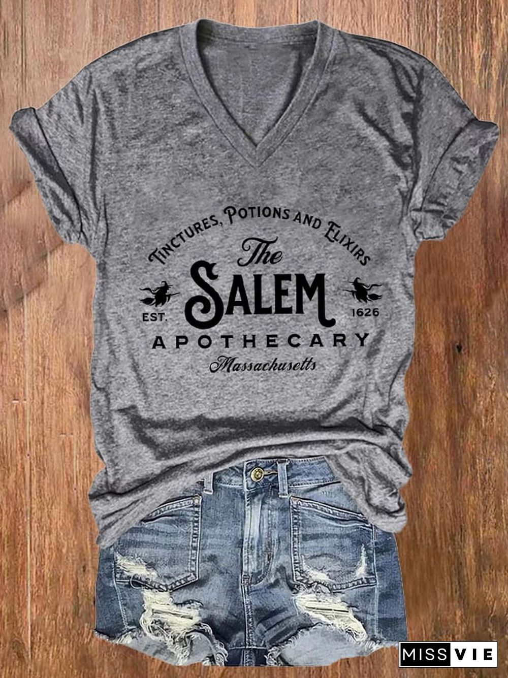 Women'S Halloween Salem Massachusetts Print T-Shirt