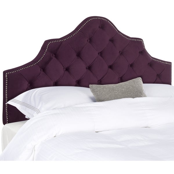 Safavieh Arebelle Aubergine Velvet Upholstered Tufted Headboard - Silver Nailhead (King) - - 11551785