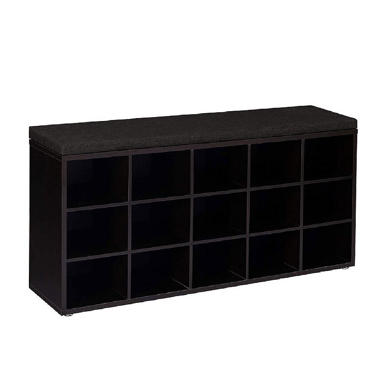 Shoe Bench with Cushion， 15-Cube Storage Bench