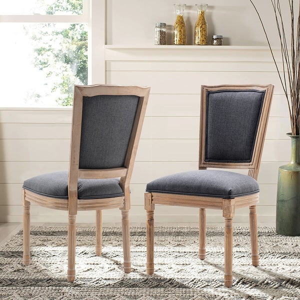 Mieres French Country Style Fabric Upholstered High Back Dining Chair， Farmhouse Kitchen Wooden Side Chairs (Set of 2) - N/A