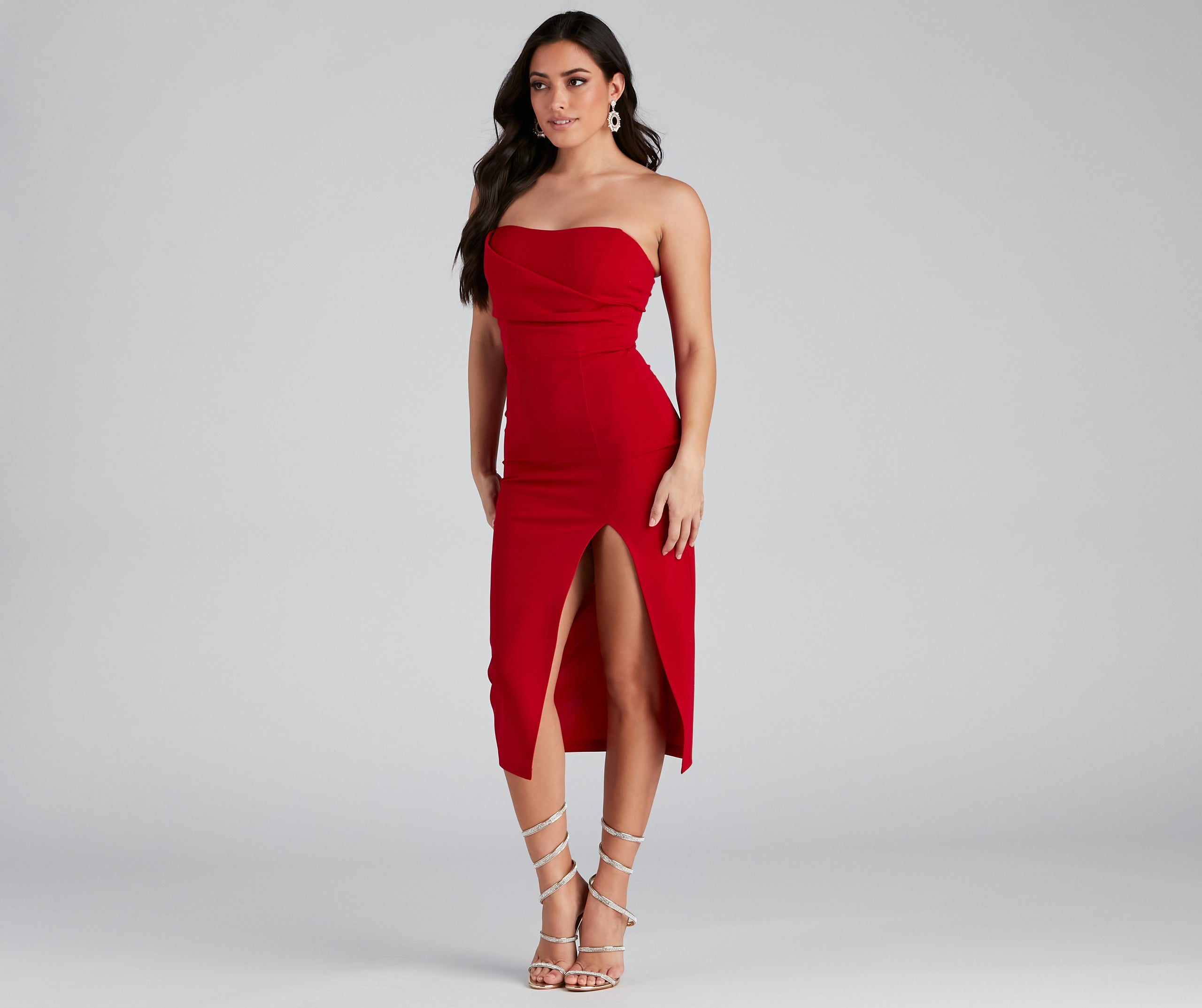 Zadie Formal High-Slit Midi Dress