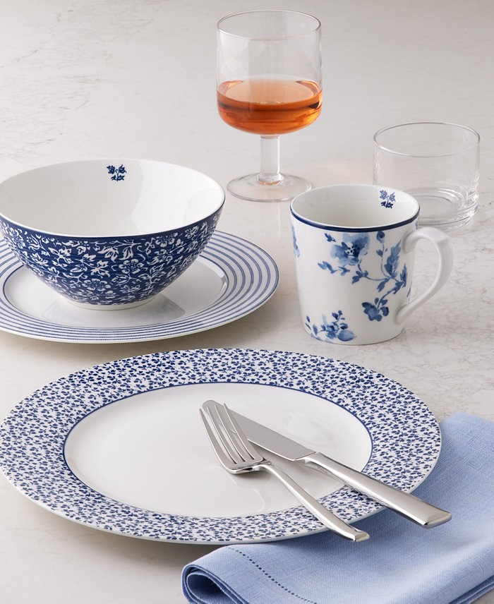 Macy's Laura Ashley Blueprint Dinnerware Lenox Tuscany Glassware and Oneida Pearce Flatware