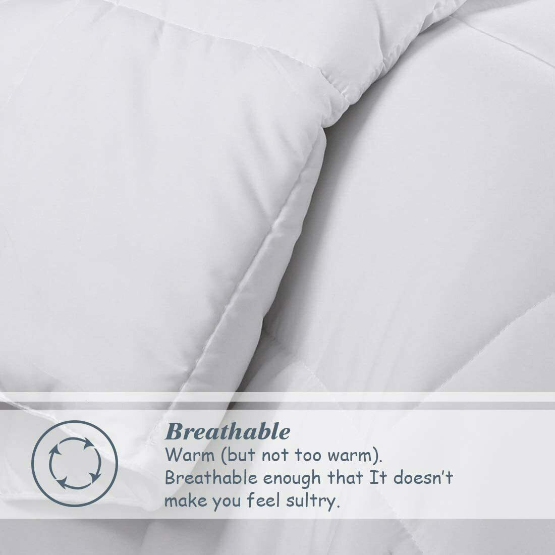 TopSource All Season Ultra Soft Breathable Premium Hypoallergenic Reversible Down Alternative Comforter Duvet Insert with Corner Tabs，White，Queen