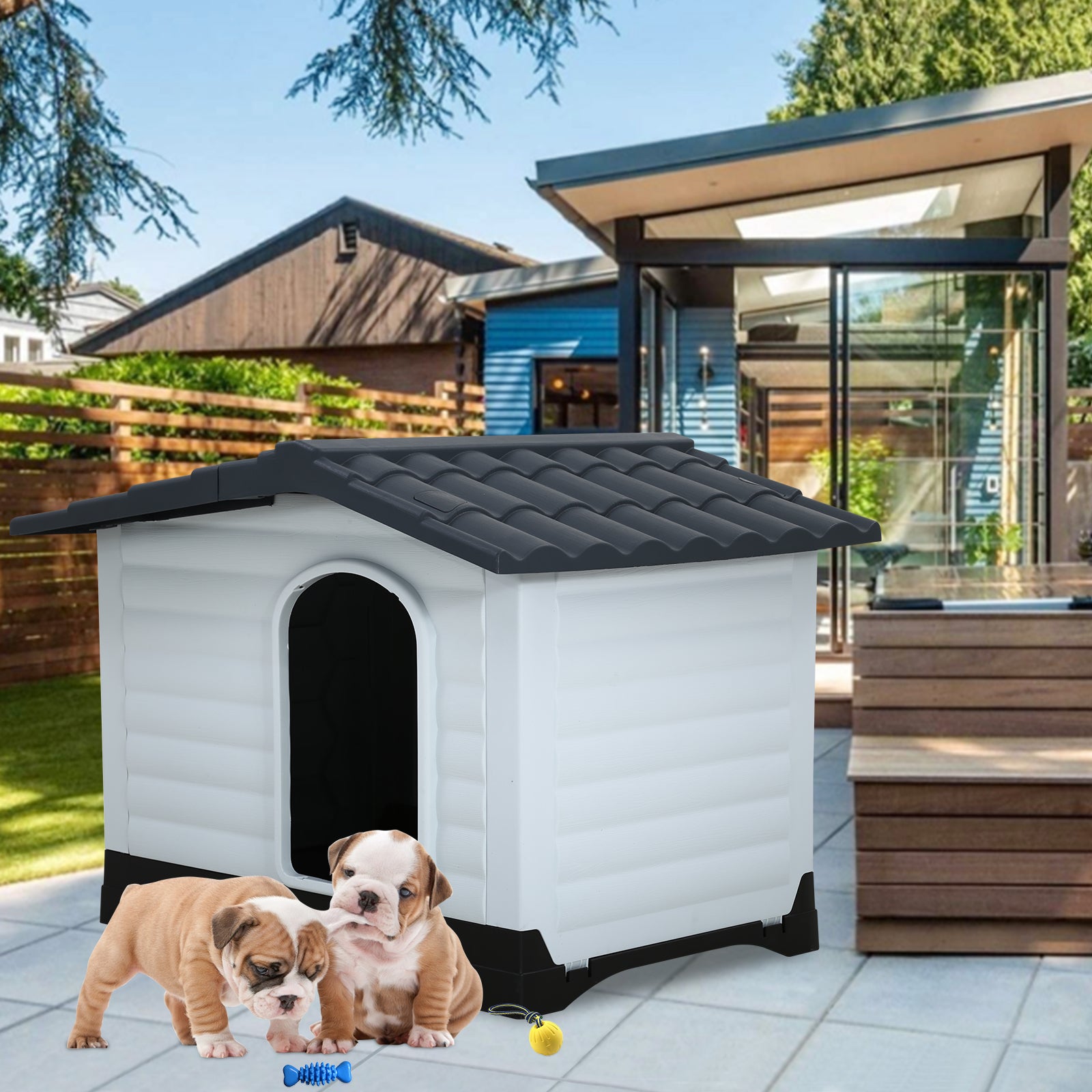 YRLLENSDAN Waterproof Dog Houses for Small Dogs Outdoor， Small Plastic Dog House Outdoor Small Pet House Weatherproof Dog House with Base Support and Air Vents