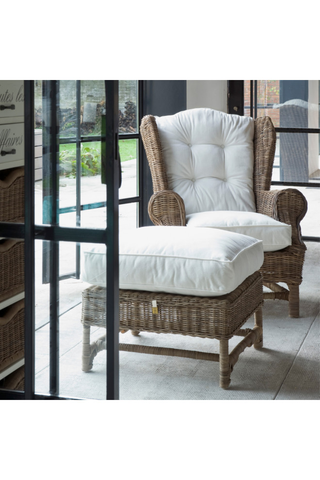 Cushioned Rattan Wing Chair  Rivièra Maison Nicolas   Tropical   Armchairs And Accent Chairs   by Oroa   Distinctive Furniture  Houzz