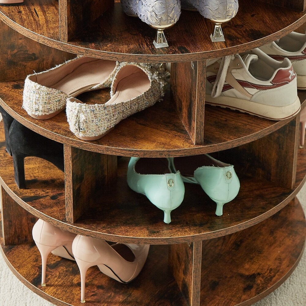 Round Pushable Wooden Shoe Cabinet