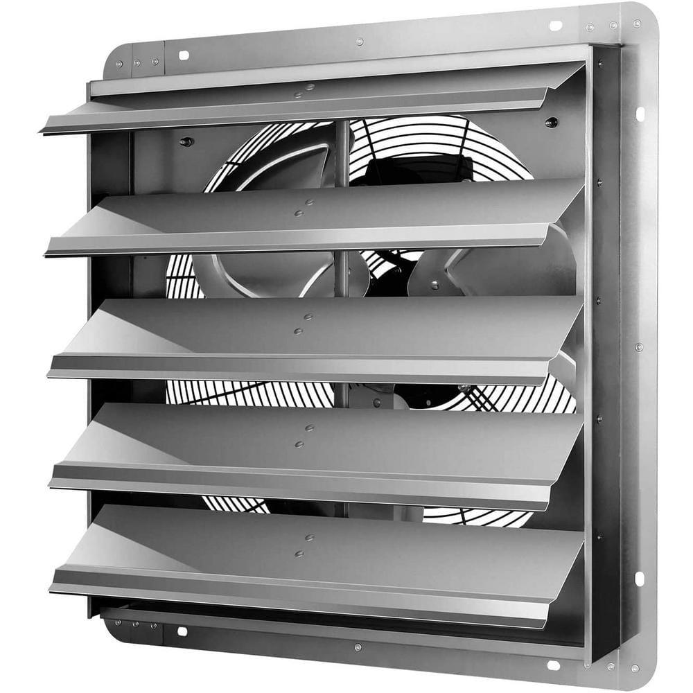 Edendirect 20 in 3368 CFM Silver Exhaust Electric Powered Gable Mount Shutter FanVent Aluminum High Speed 1190 RPM