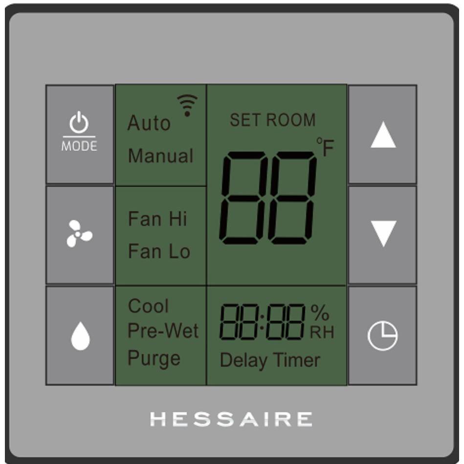 Hessaire Evaporative Cooler Thermostat for DX Series with Smartphone Controls Automatic and Manual Mode Timer Humidity Display HTH01