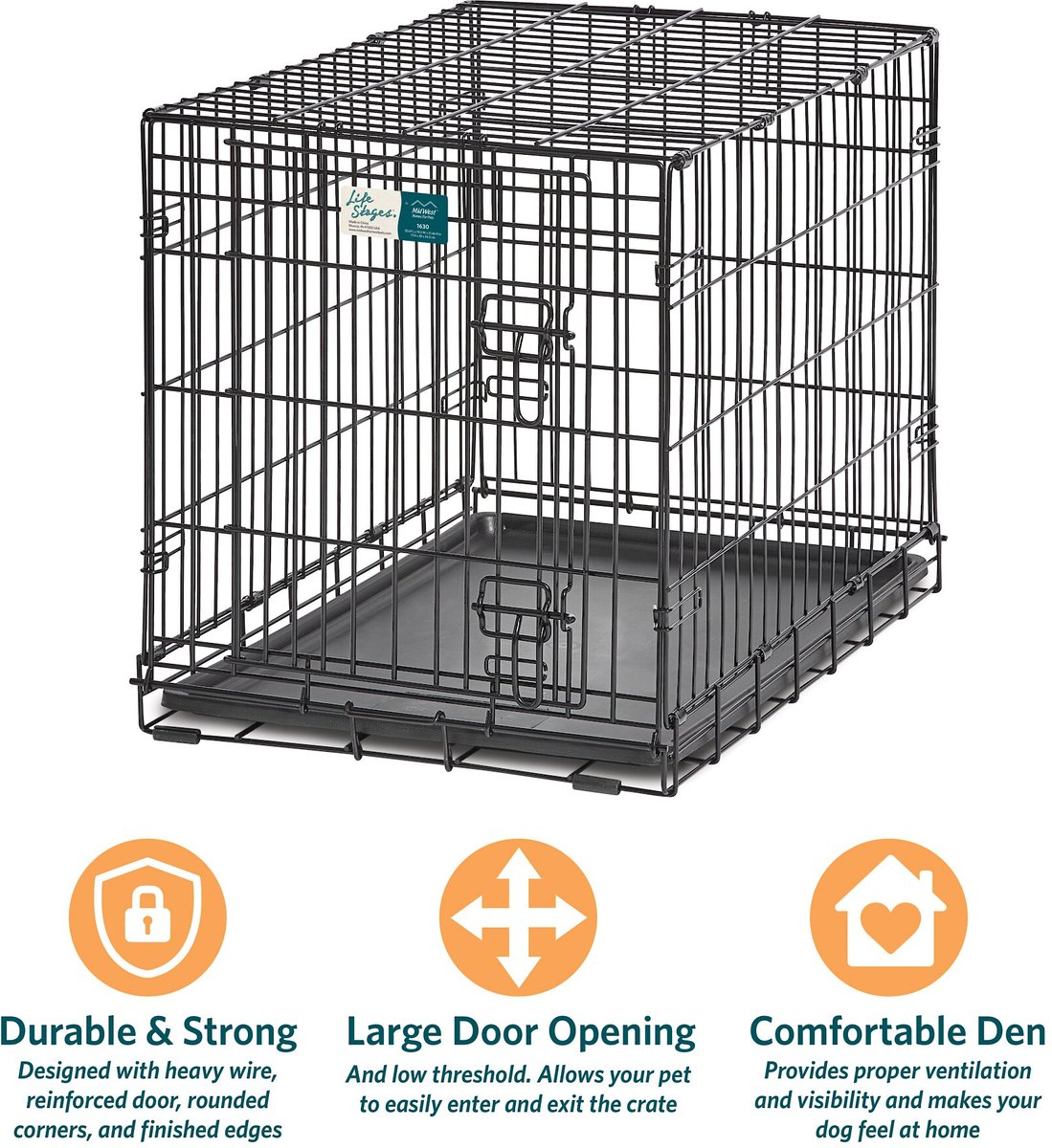 MidWest LifeStages Single Door Collapsible Wire Dog Crate