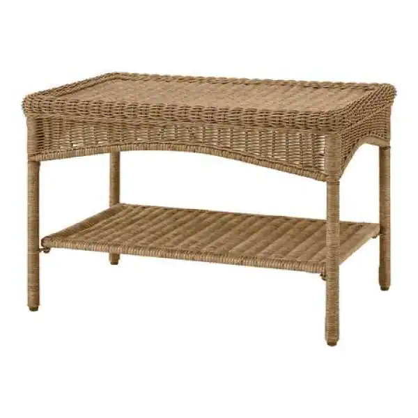 StyleWell Rosemont Light Brown Rectangular Steel Wicker Outdoor Patio Coffee Table