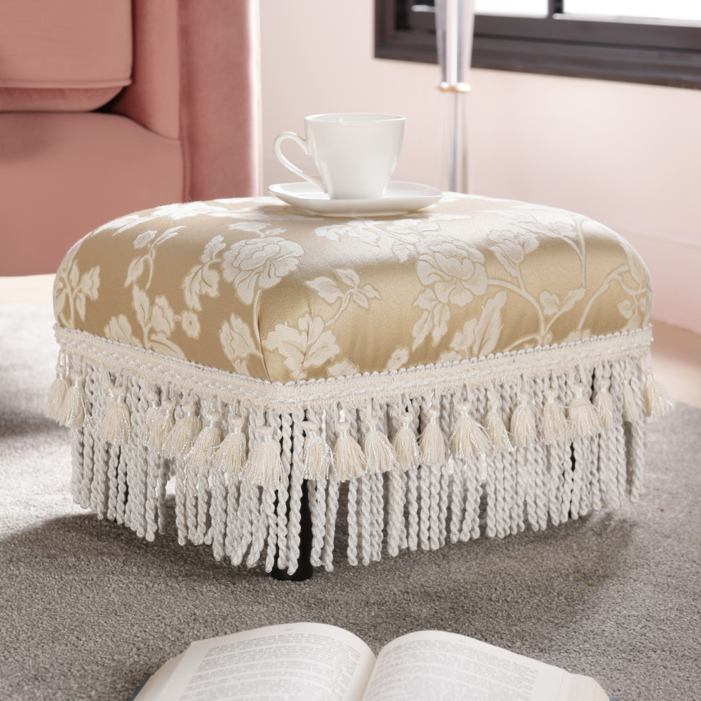 Fiona Decorative Footstool  Beige   Traditional   Footstools And Ottomans   by Jennifer Taylor Home  Houzz