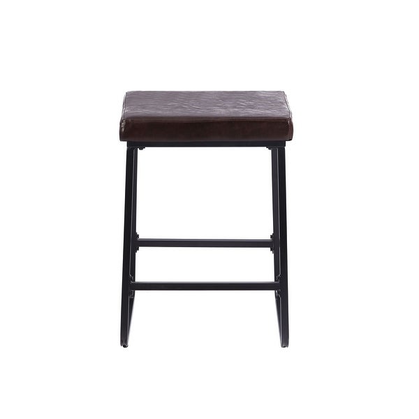 Porthos Home Selma Counter Stools Set of 2， PU Leather， Iron Legs