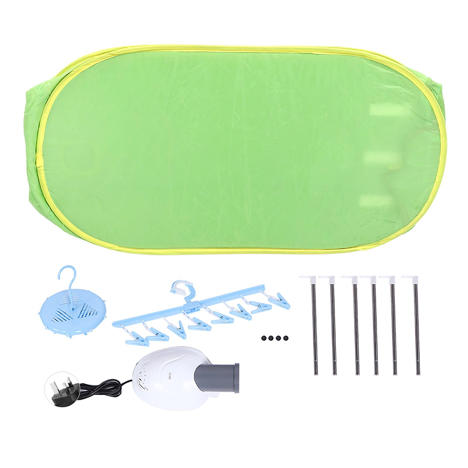 Household Portable Mini Folding Clothes Drying Bag Clothes Dryer Traveling Greenuk Plug 220v