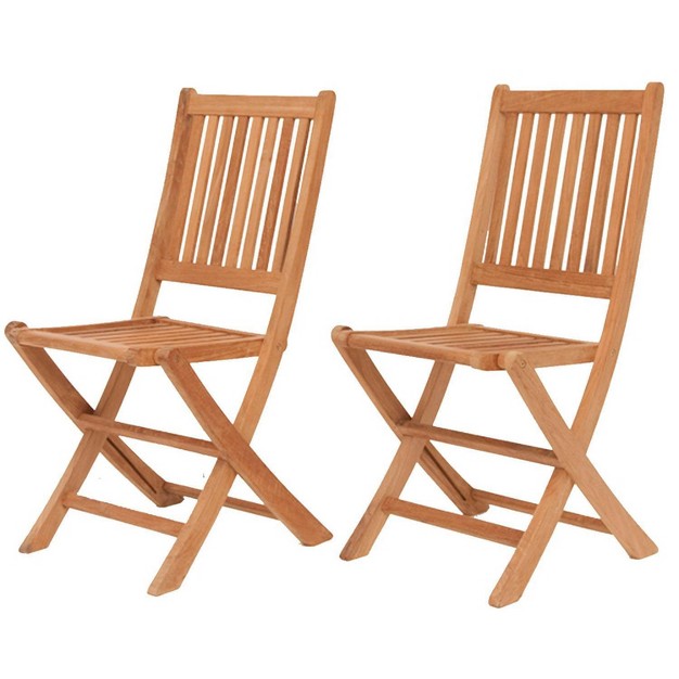 London 2pk Patio Wood Folding Chair Set International Home Miami