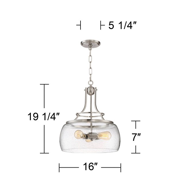 Wide Modern Seeded Clear Glass 3 light Led Fixture For Dining Room Kitchen Island