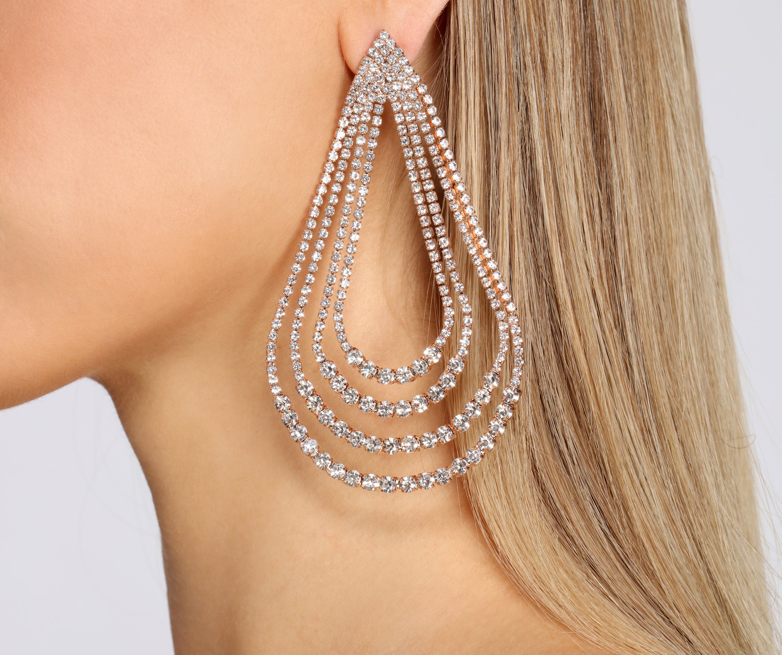 Livin' Large Rhinestone Teardrop Earrings