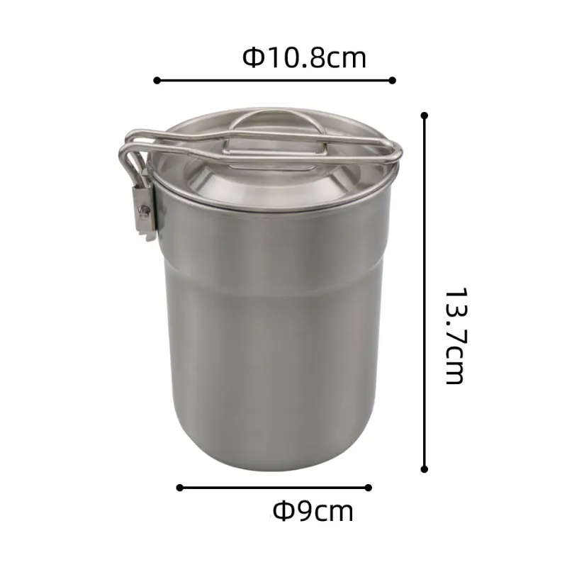 Camp Cooking Pots Stainless Steel 1L Multifunctional Camping Coffee Pot With Foldable Handle Lid