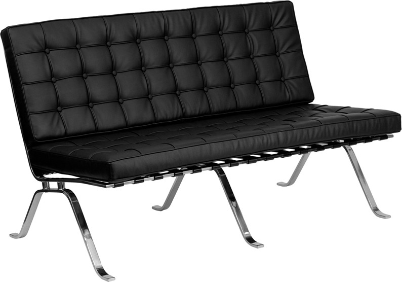 Attractive Black Leather Loveseat with Curved Legs   Contemporary   Loveseats   by Imtinanz  LLC  Houzz