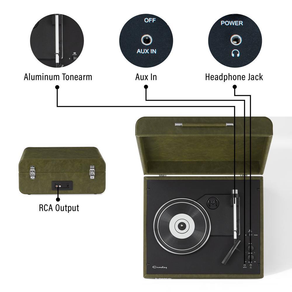 Crosley Mercury Turntable in Green CR6255A-FG