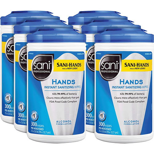 PDI Healthcare Hands Instant Sanitizing Wipes - White - Moisturizing - For Hand | Food Service - 300 Per Canister - 6 Carton | PDIP92084CT