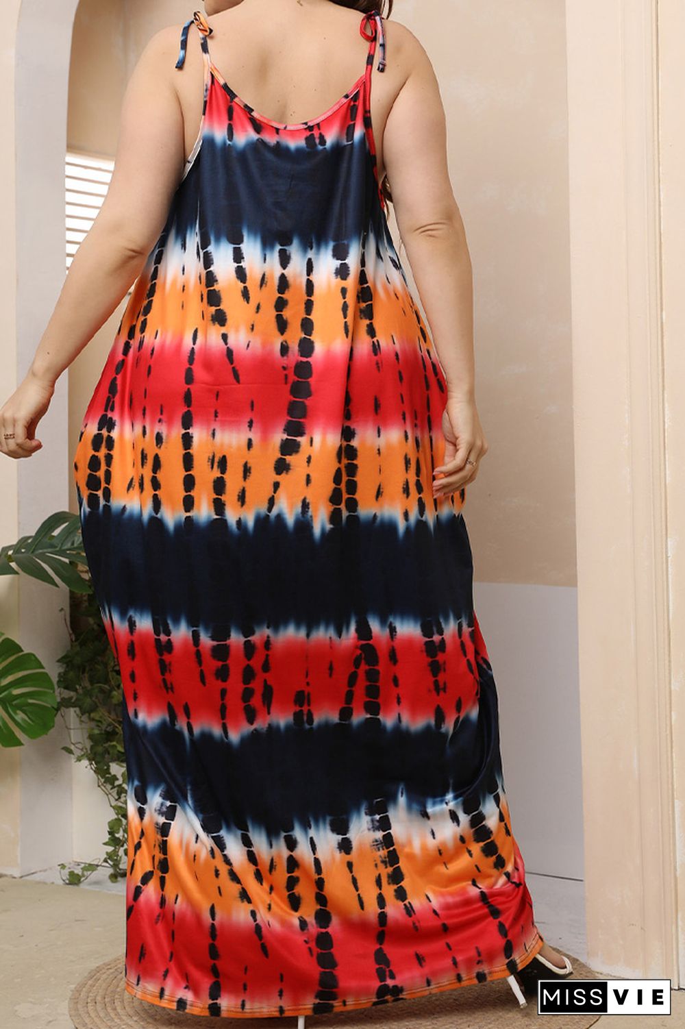 Plus Size Spaghetti Tie Dye Dress