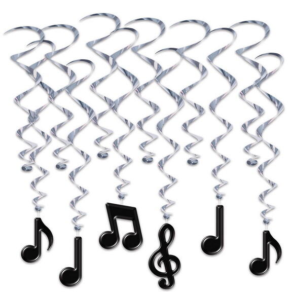 Beistle 53409 Musical Notes Whirls  black6 whirl...