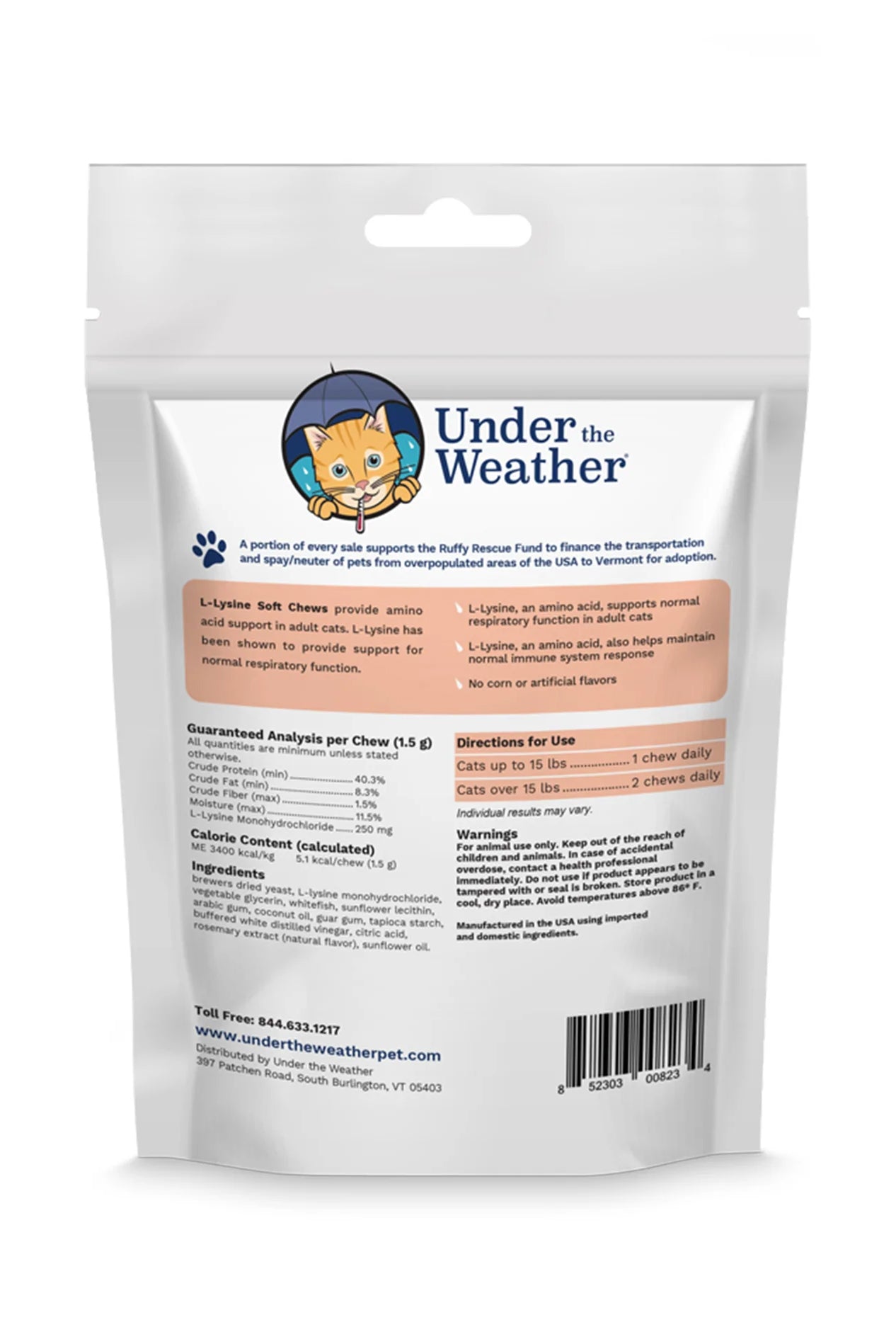 Under the Weather L-Lysine Support Cat Chews