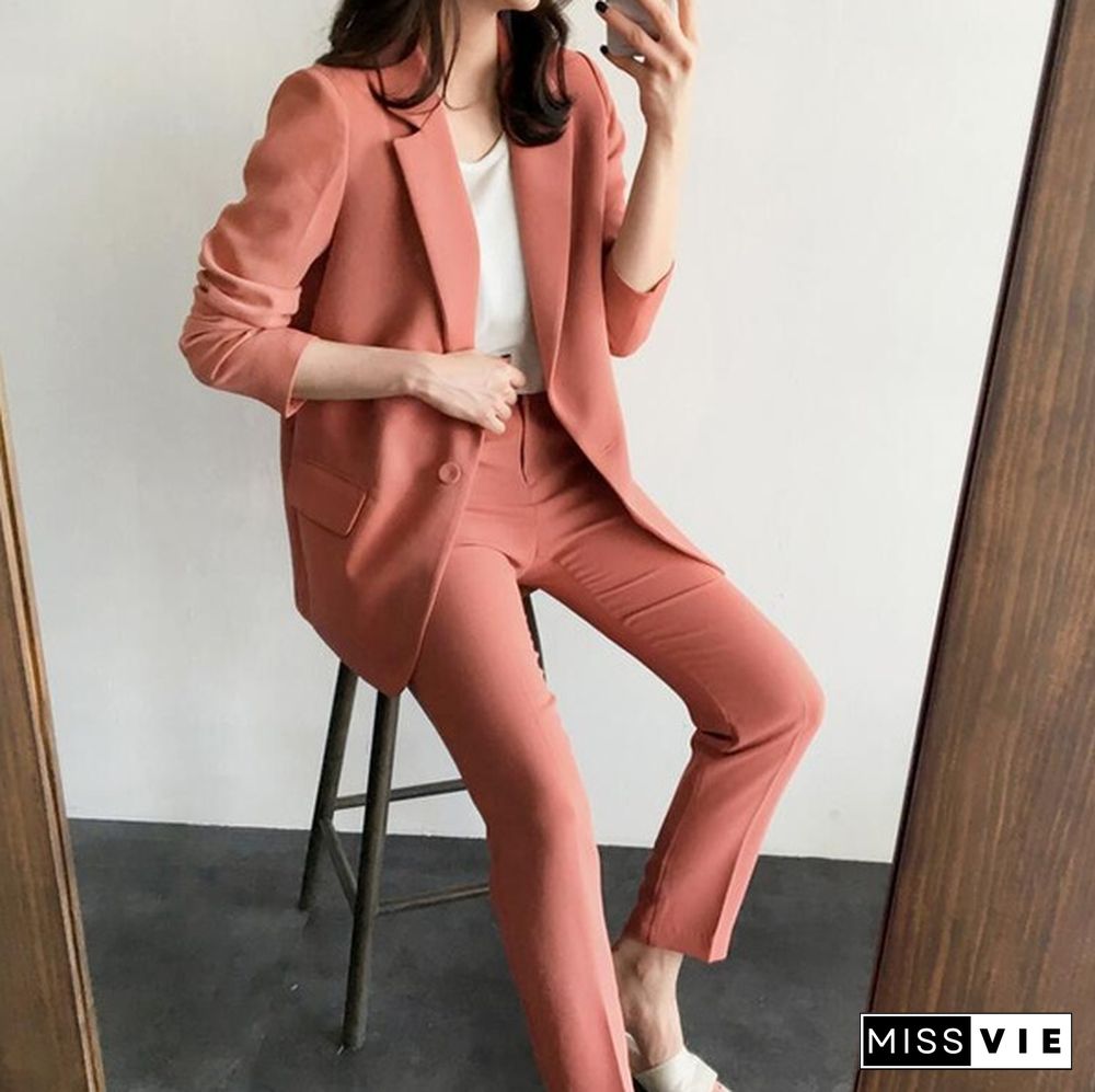 New Professional Business Work Suits With 2 Piece Jackets + Pants For Ladies Office Blazers Outfits Female Trousers Sets