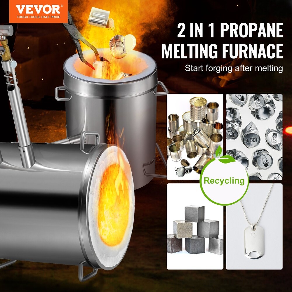 VEVOR Propane Melting Furnace Kit 6KG   12KG Large Kilns Stainless Steel Smelter for Metal Gold Copper Casting