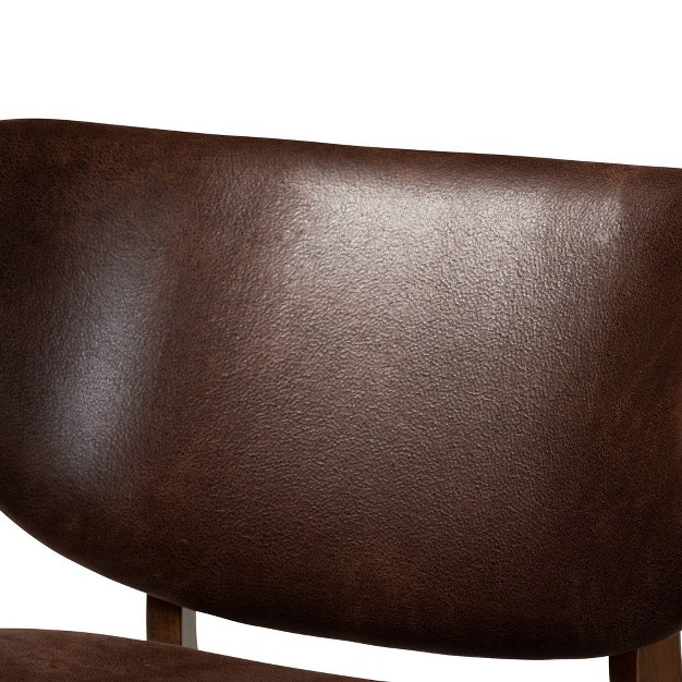 Marcos Faux Leather And Wood Living Room Accent Chair Dark Brown walnut Brown Baxton Studio