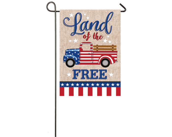 Evergreen Patriotic Truck Garden Burlap Flag - 14B8561