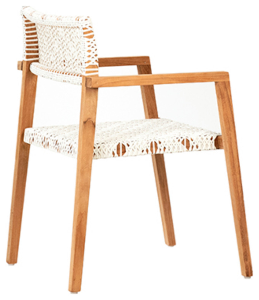 Teak and White Woven Dining Chair   Contemporary   Outdoor Dining Chairs   by Design Mix Furniture  Houzz