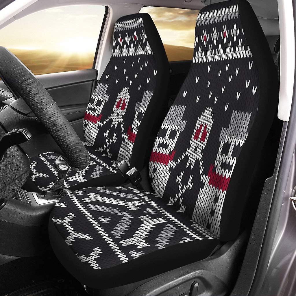 Set Of 2 Car Seat Covers Skull Snowman Universal Auto Front Seats Protector Fits For Car，suv Sedan，truck