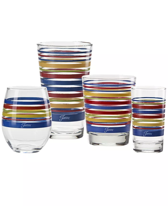 Fiesta Bright Stripes 16-Ounce Tapered Cooler Glass Set of 4