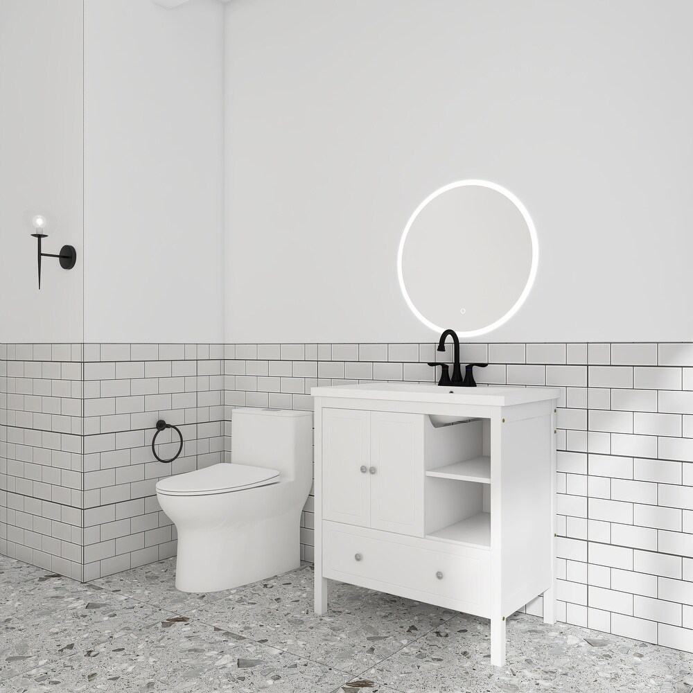 30 in. W x 18. in D. x 32 in. H Bath Vanity with White Ceramic Top