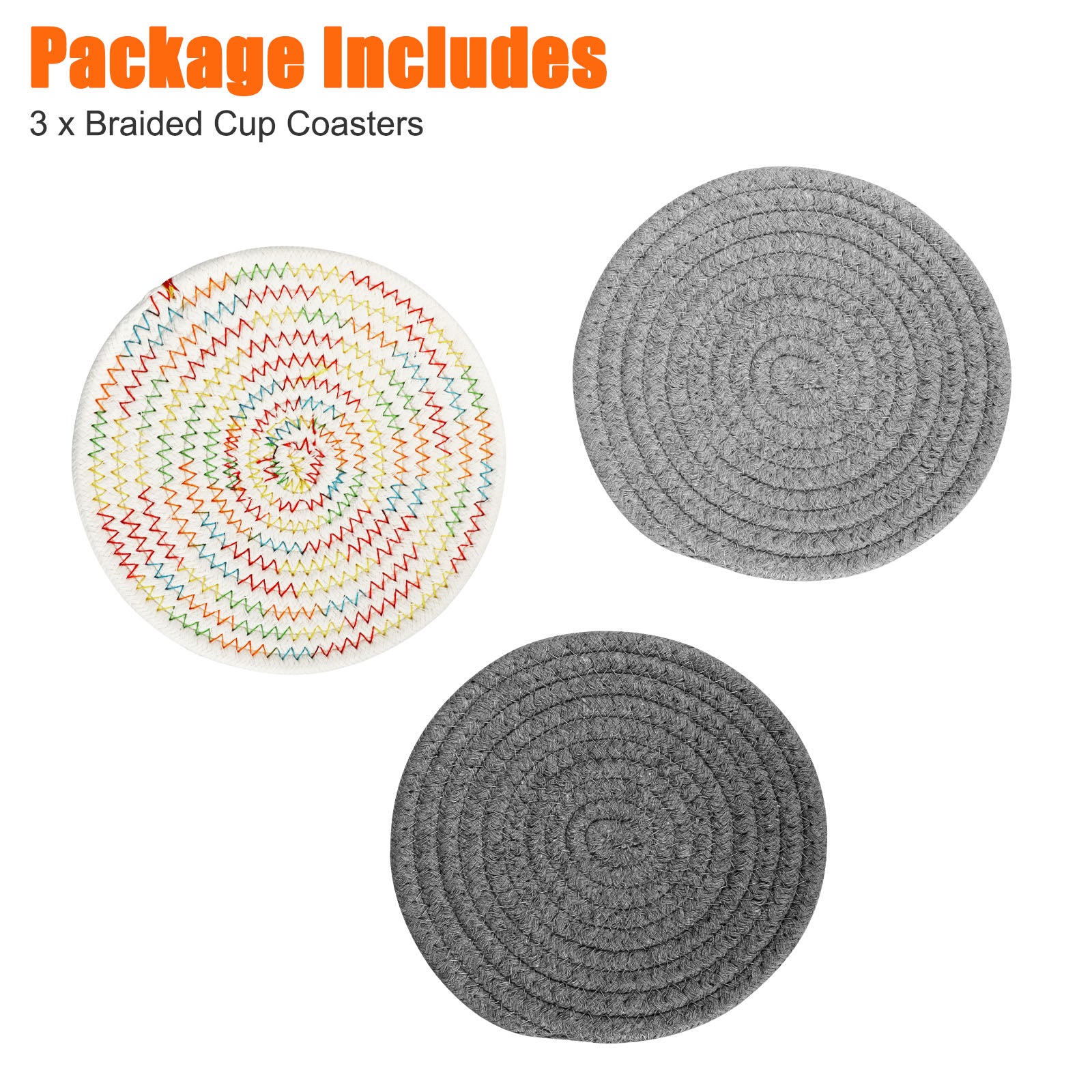 3pcs Potholders Trivets Set， EEEkit 7inch Pure Cotton Thread Weave Hot Pot Holders Mats for Kitchen， Round Kitchen Cooking and Baking Hot Pads， Spoon Rest Coasters for Hot Pots and Pans