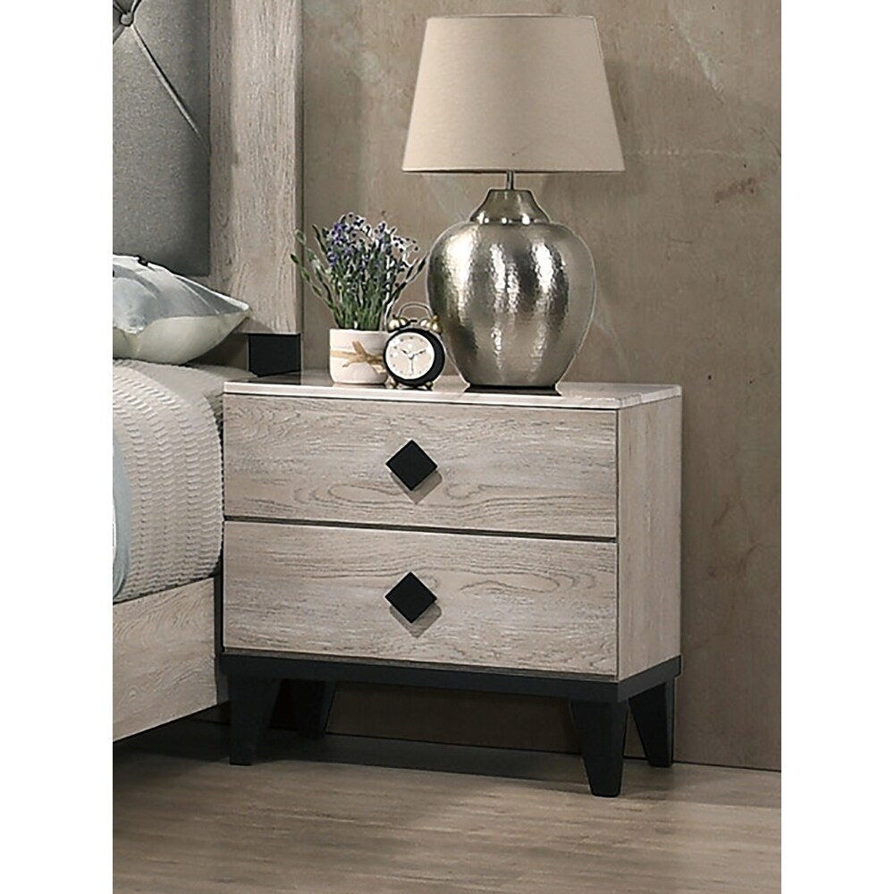 Cream Nightstand With 2 Drawers