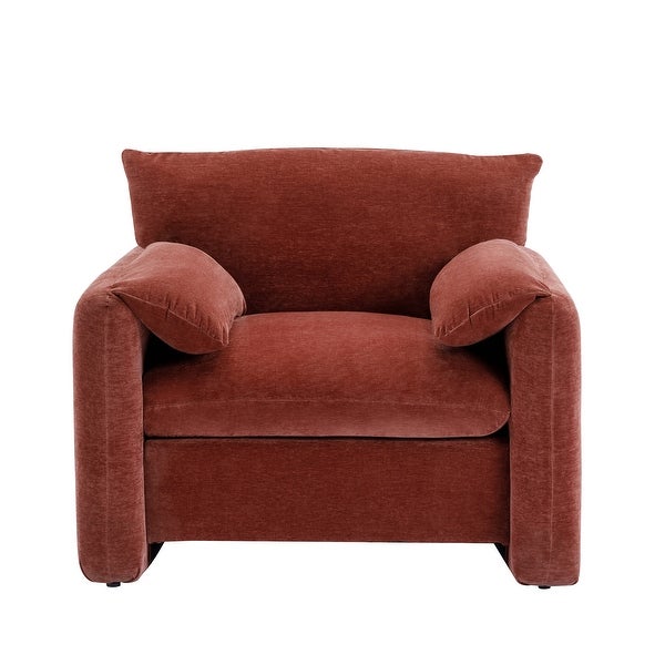 Oversized Chenille Accent Chair Modern Single Sofa Lounge Chair 38.6'' W Armchair Sofa for Living Room， Bedroom， Red