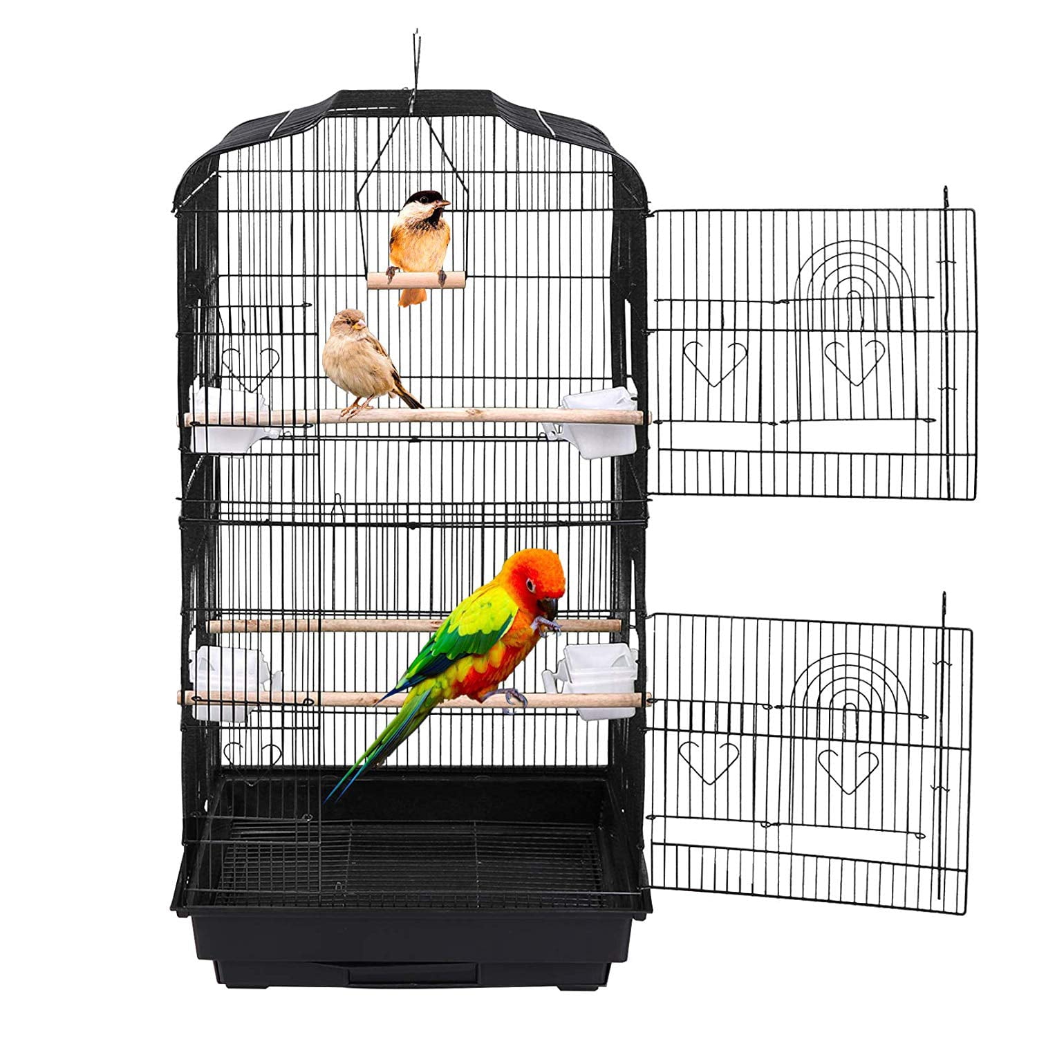 ZENSTYLE 59.3'' Bird Cage with Rolling Stand Wrought Iron Birdcage Medium Pet House