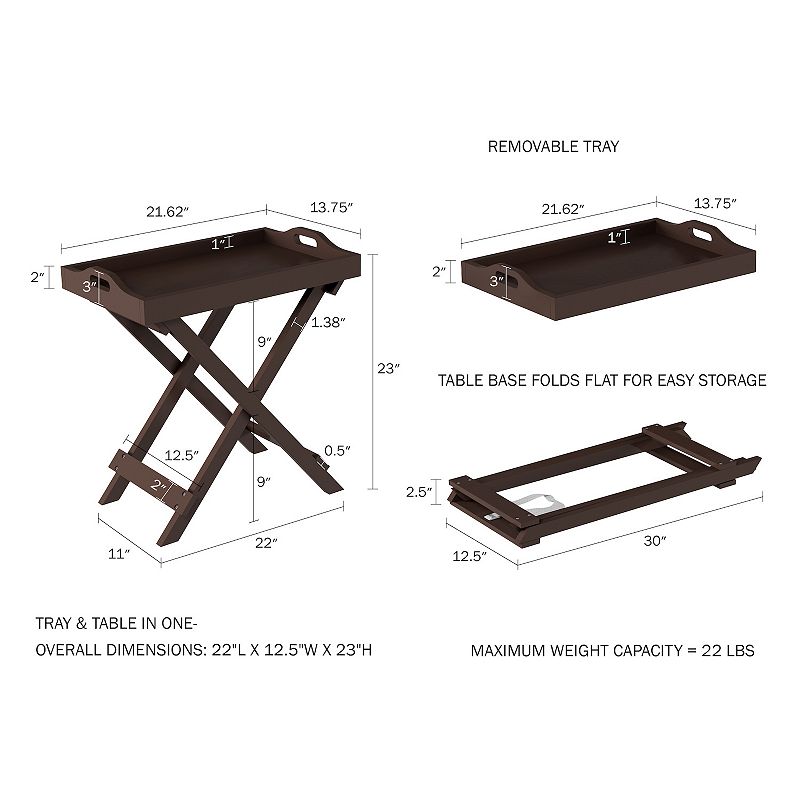 Folding Modern Removable Tray End Table