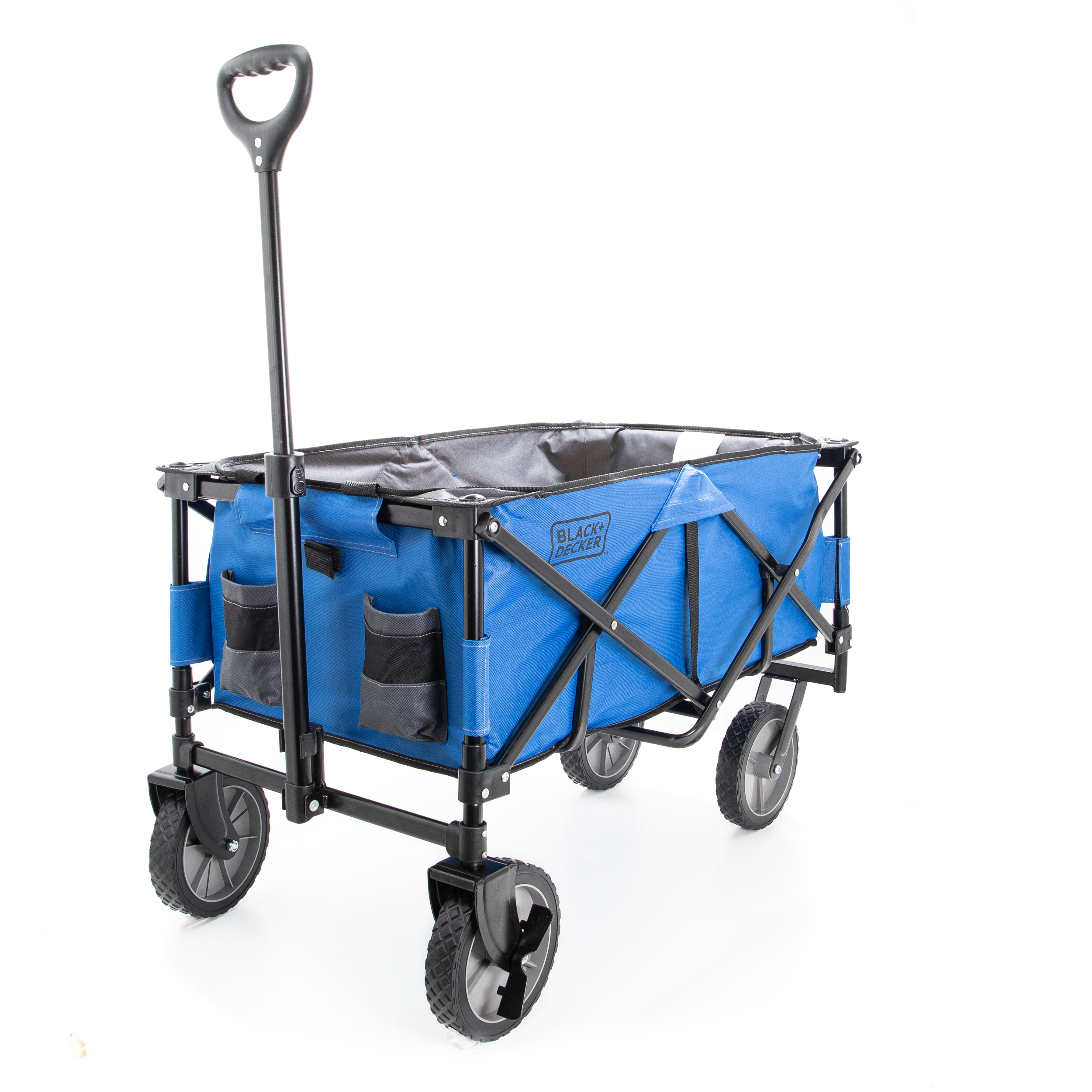 Collapsible Storage Cart, Folding Utility Wagon, Holds up to 176 lbs., Blue