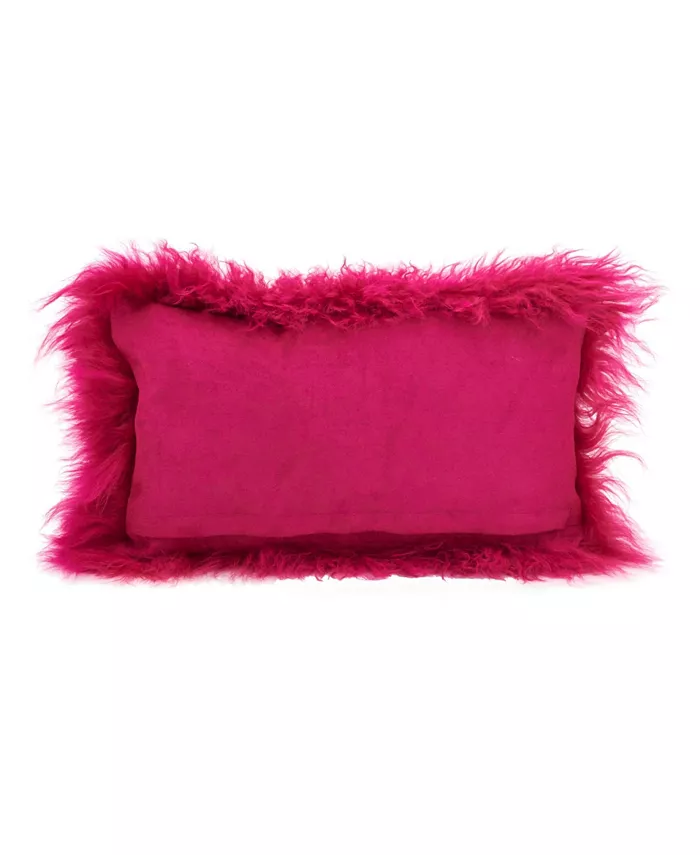 Saro Lifestyle Mongolian Wool Lamb Fur Decorative Pillow， 12