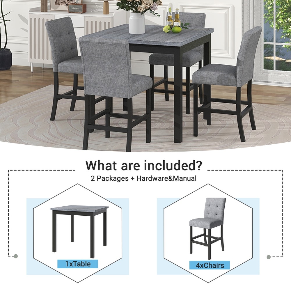 5 Piece Dining Table Set with 4 High Back Chairs