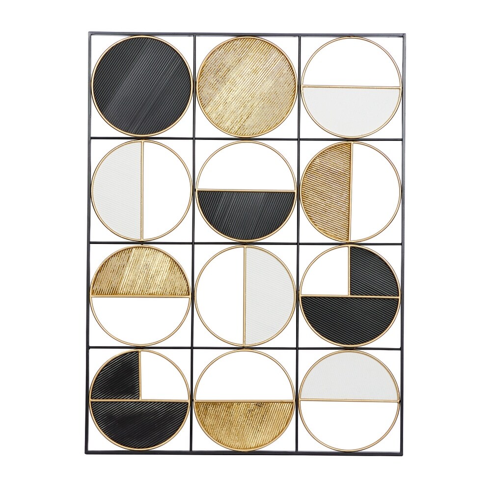 CosmoLiving by Cosmopolitan Black Metal Half Moon Geometric Wall Decor with Gold Detailing