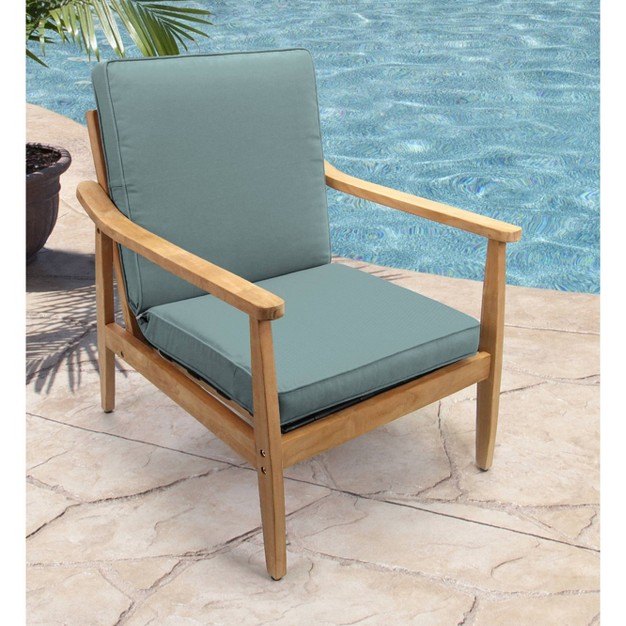 Outdoor Boxed Edge Dining Chair Cushion In Sunbrella Cast Mist Jordan Manufacturing