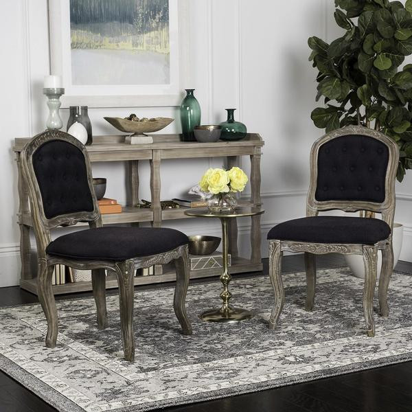 Margaret 20  x27 x27French Leg Dining Chair set of 2 Black   French Country   Dining Chairs   by Peachtree Fine Furniture  Houzz