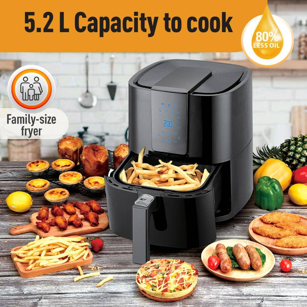 Emerald 5.5 qt. Black Digital Air Fryer with Slide Out Pan/Detachable Basket SM-AIR-1804-5.0