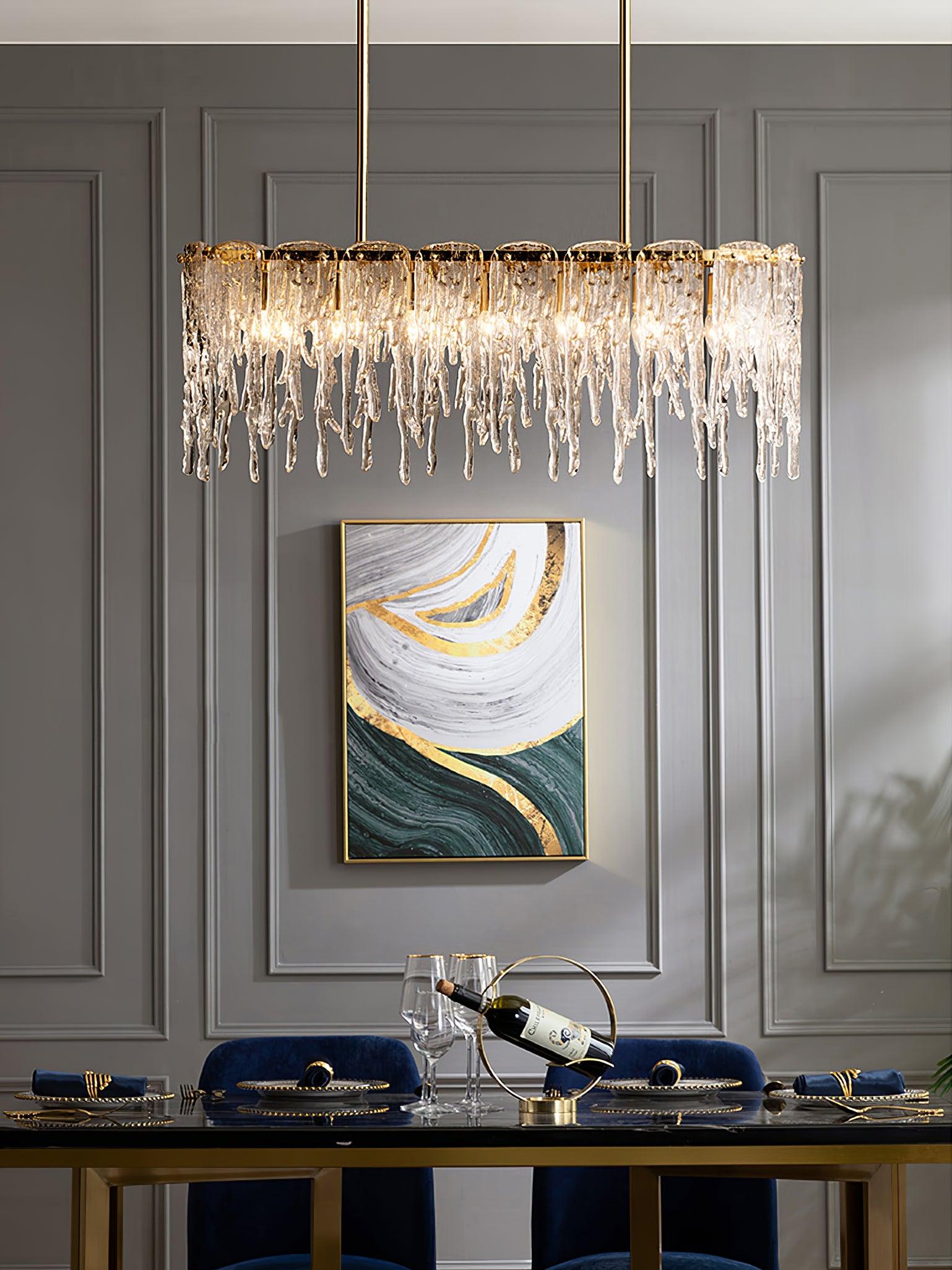 Rectangular Icicle Glass Chandelier