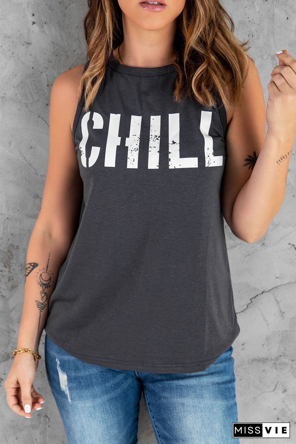 CHILL Graphic Print Tank Top