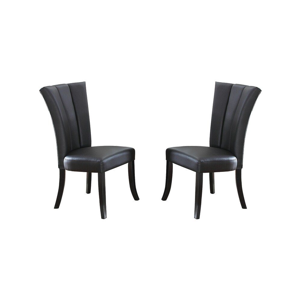 Set of 2 Faux Leather Dining Chairs  Black